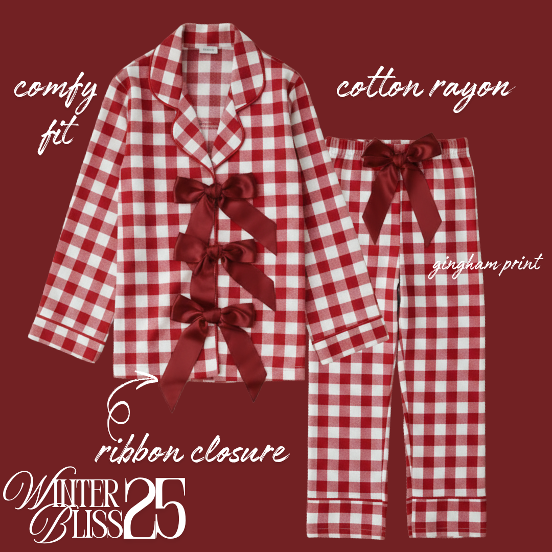 Red Gingham Ribbon Nightwear