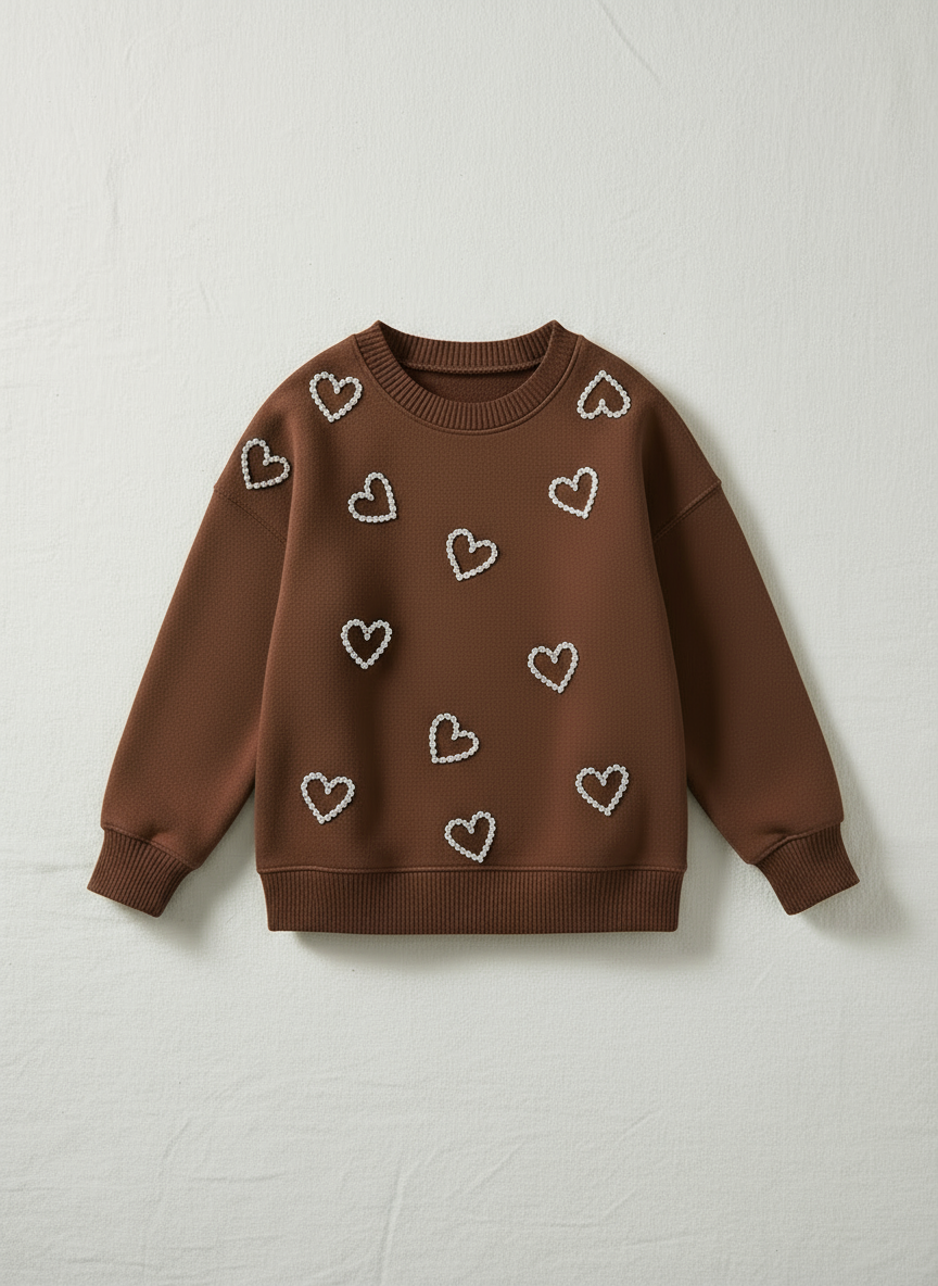 Soft Hearts Sweatshirt (Brown)