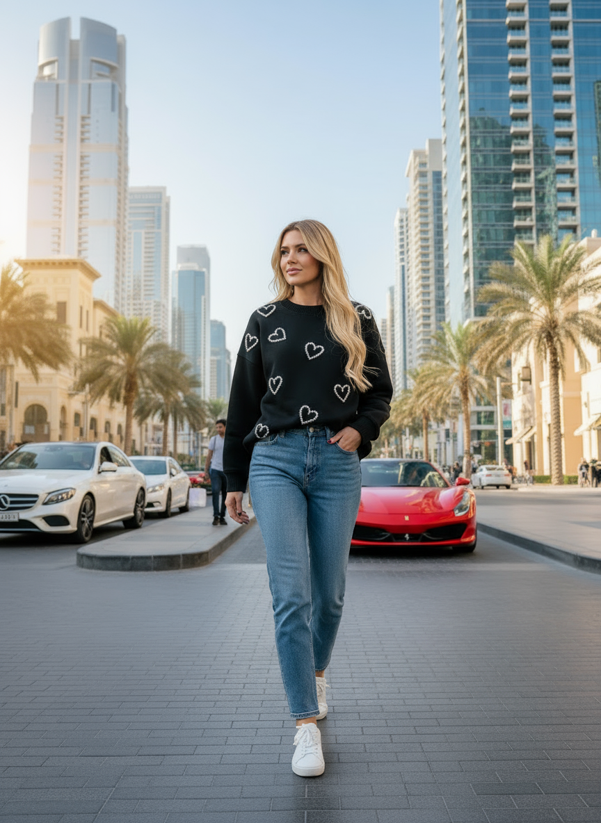 Soft Hearts Sweatshirt (Black)