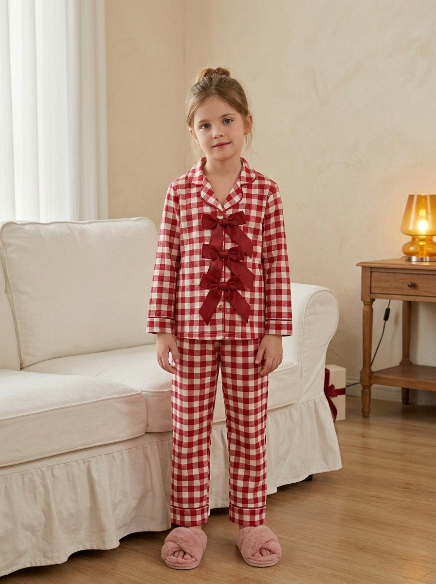 Red Gingham Kids Nightwear (Ribbon)