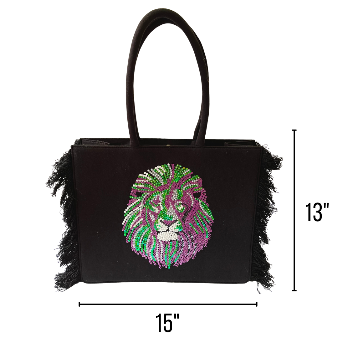 The Sparkling Lioness Tote Bag (Black)