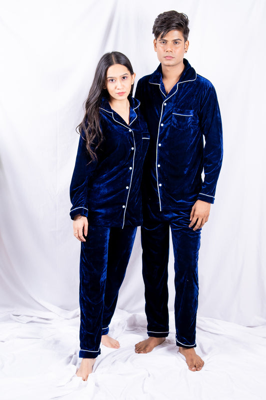 Blue Velvet Couple Nightwear