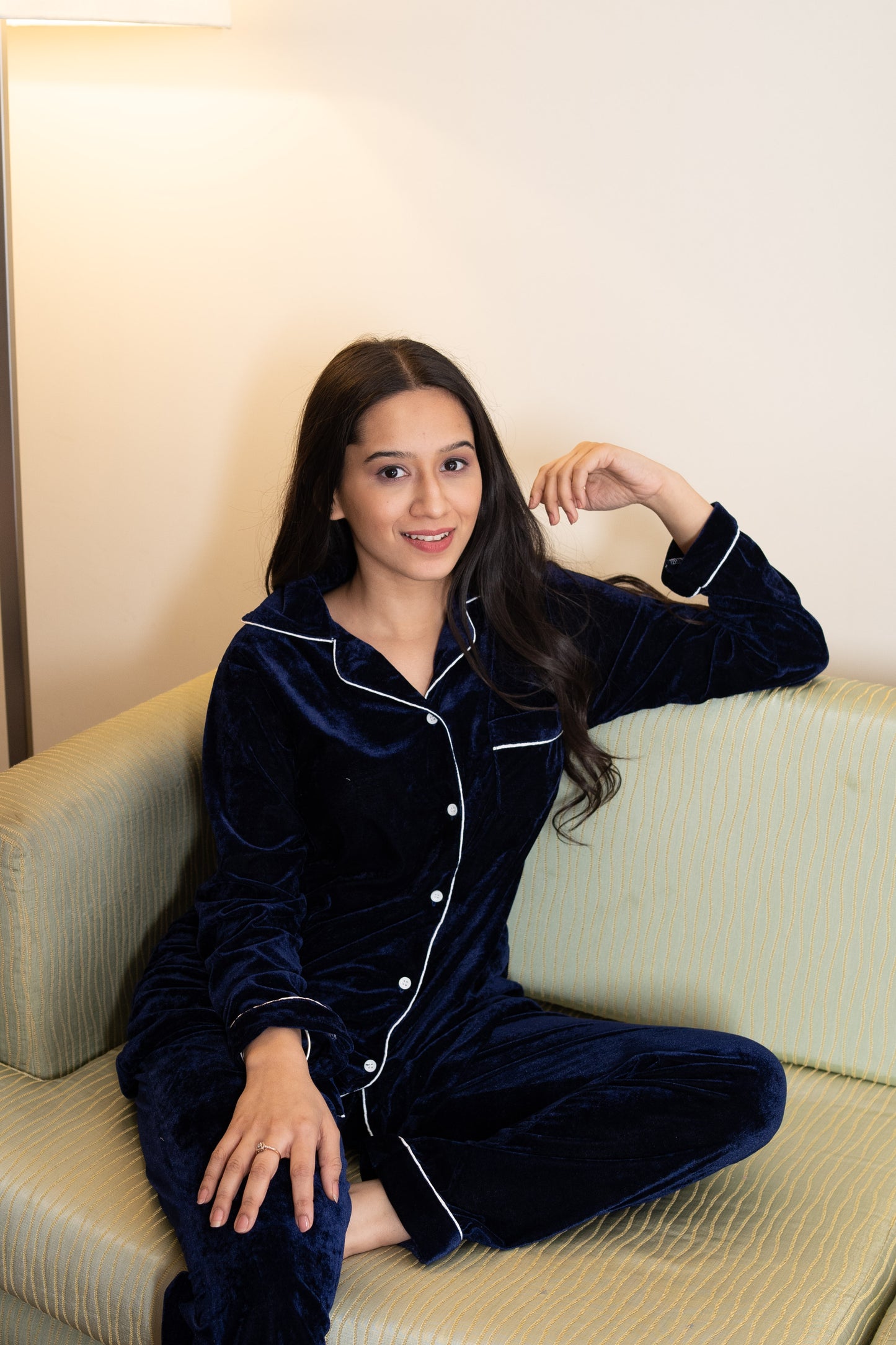 Navy Blue Velvet Nightwear