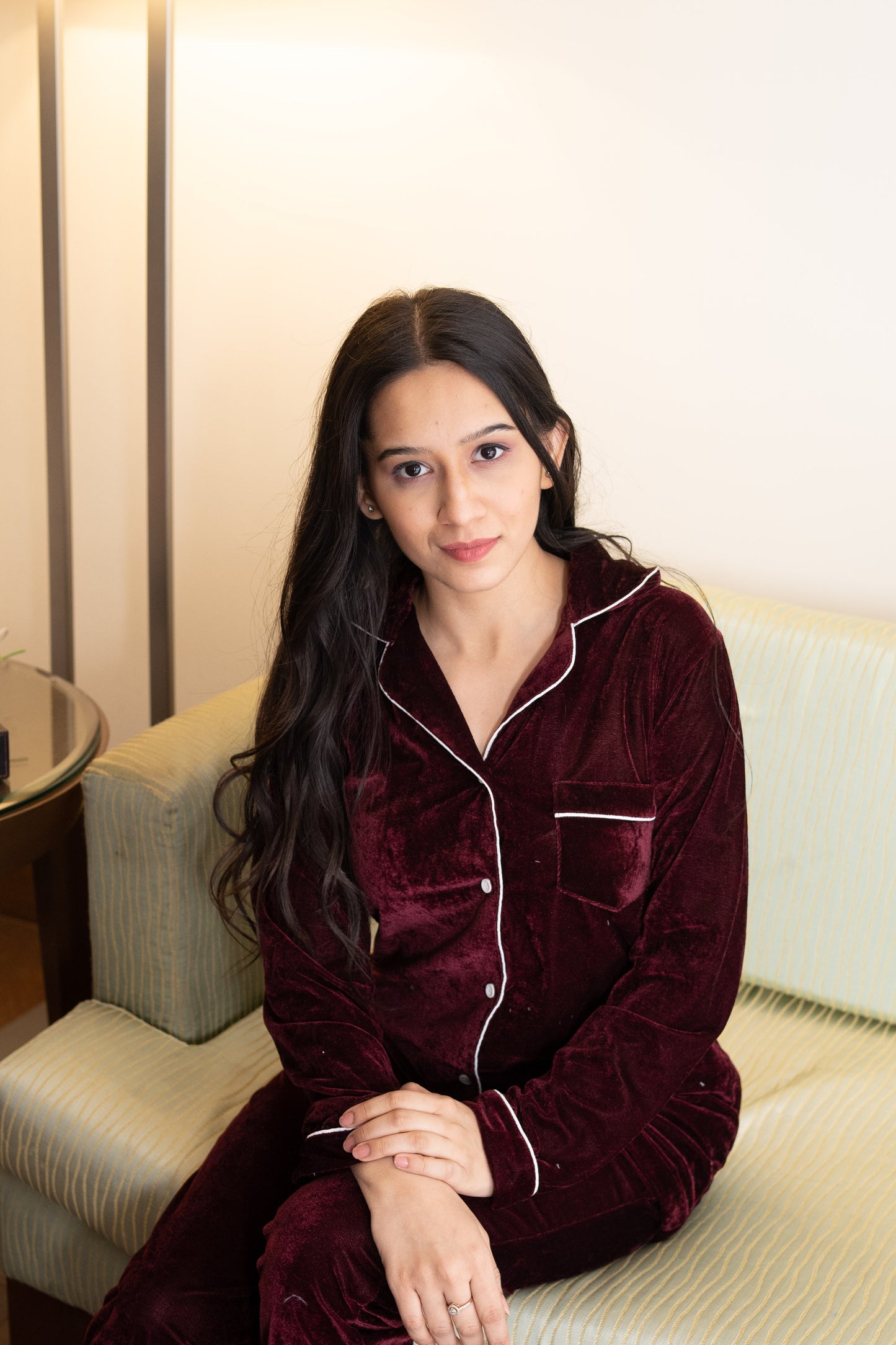 Mehroon Velvet Nightwear