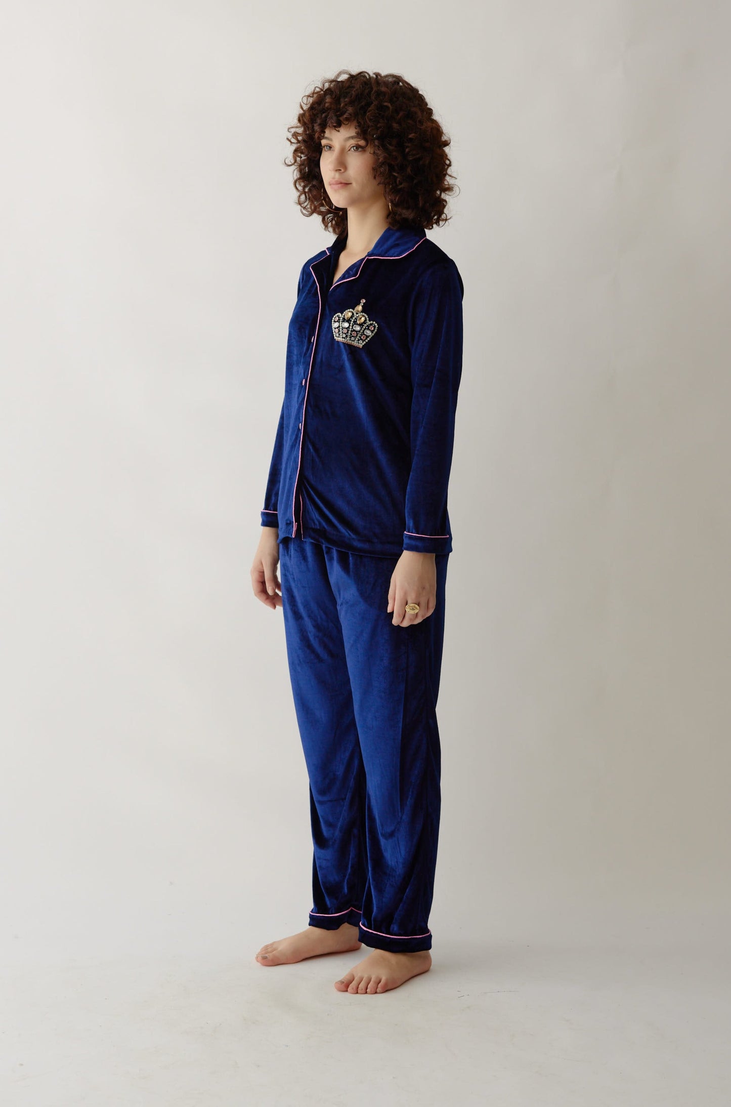 Blue Crown Velvet Nightwear | The Winter Land (Women)