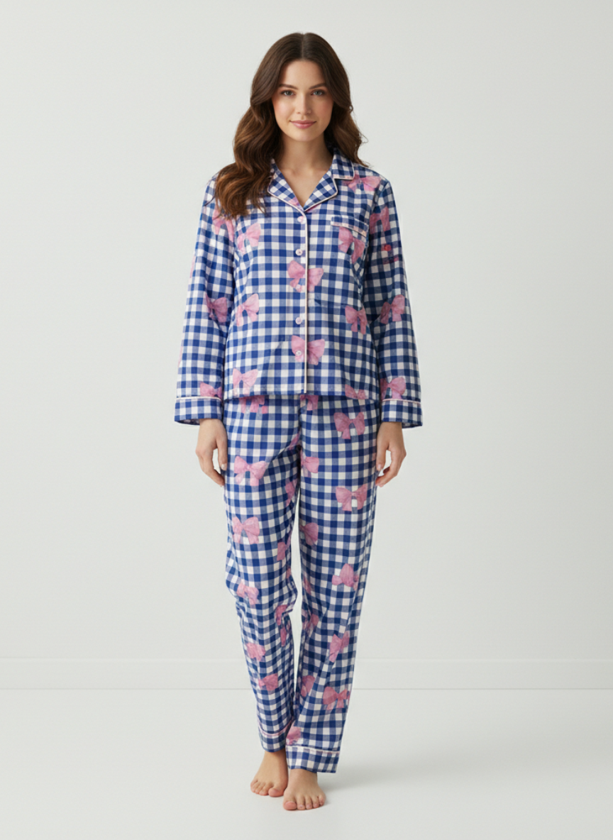 Bow Checks Nightwear