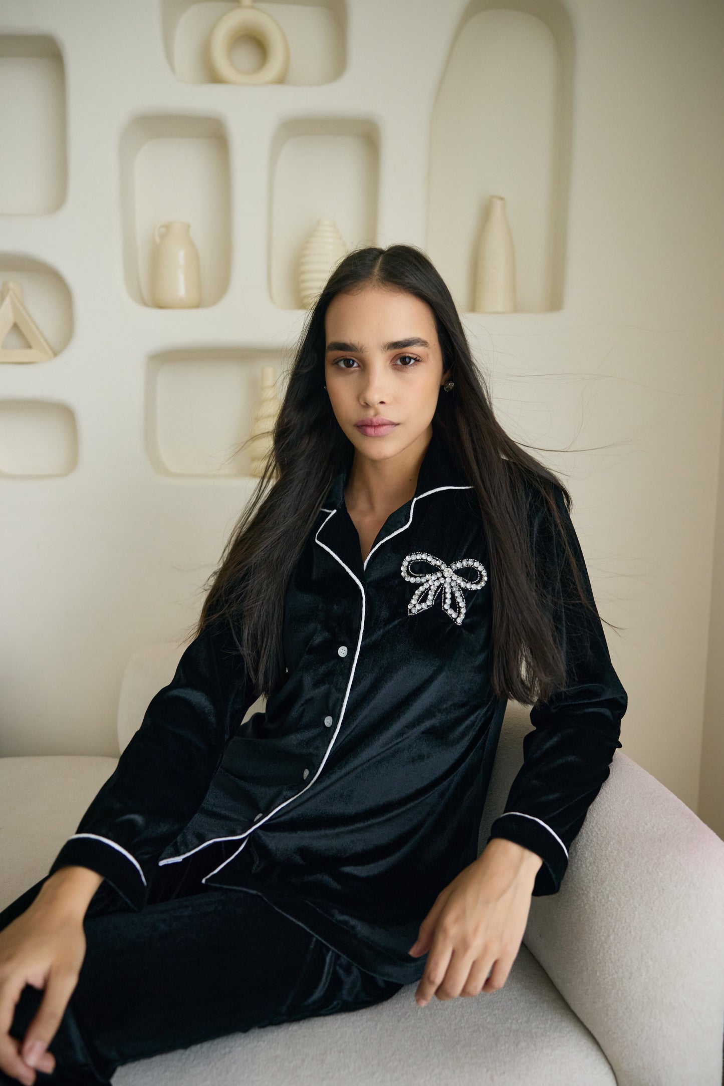 CHIC BOW Black Velvet  Nightwear (Women) - Winter Whispers