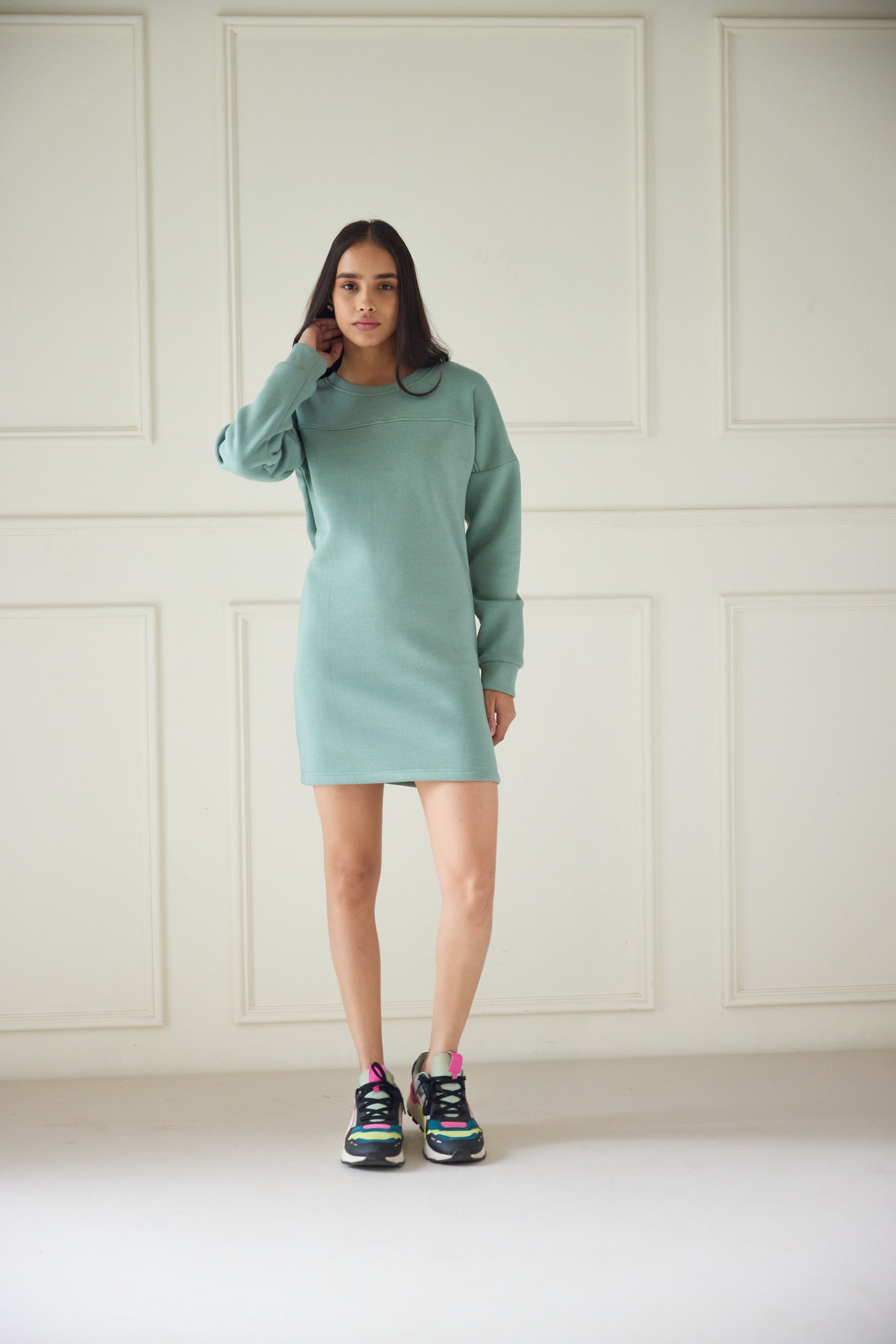 Green Sage Sweatshirt Dress (Women)