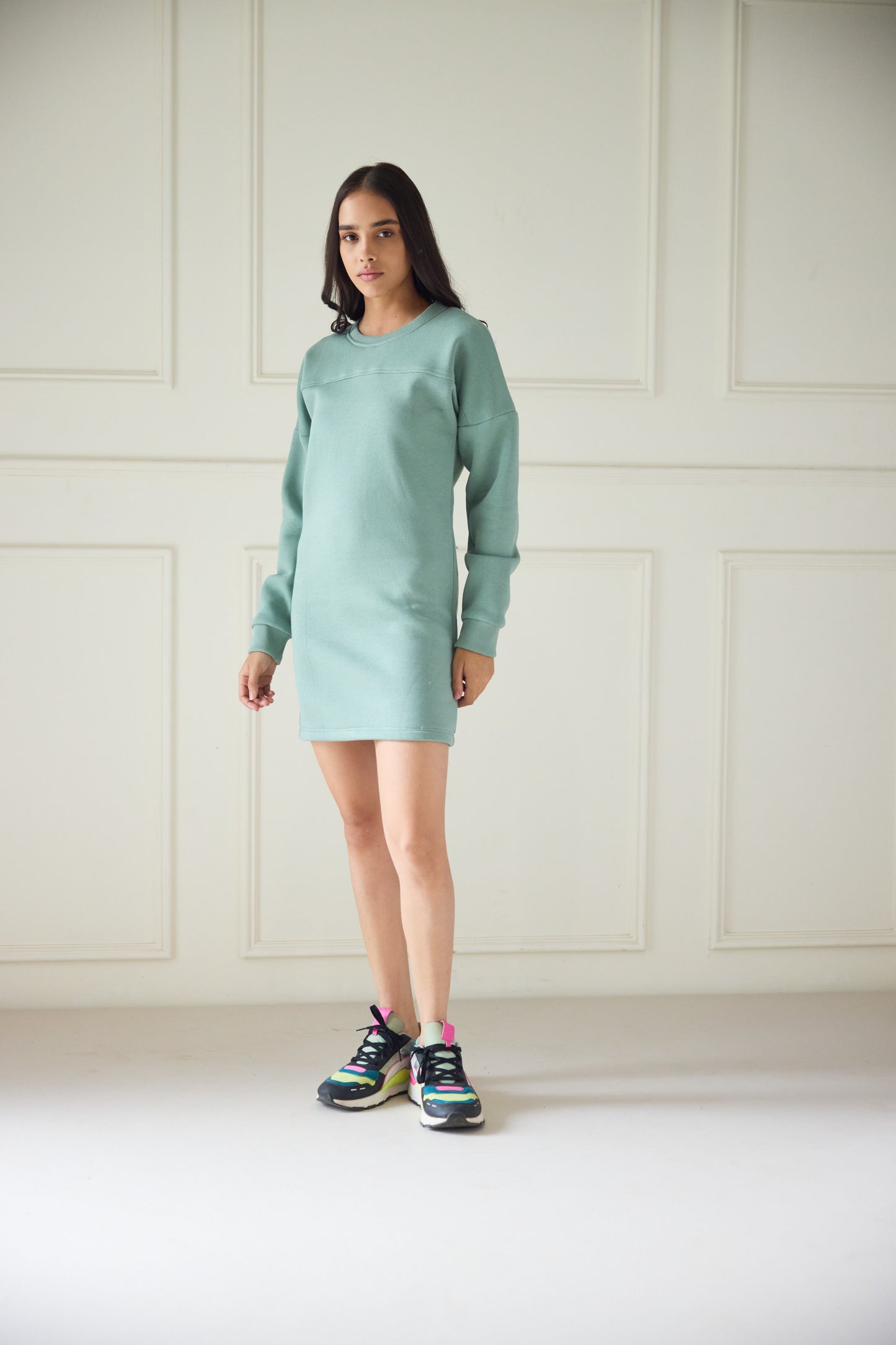 Green Sage Sweatshirt Dress (Women)