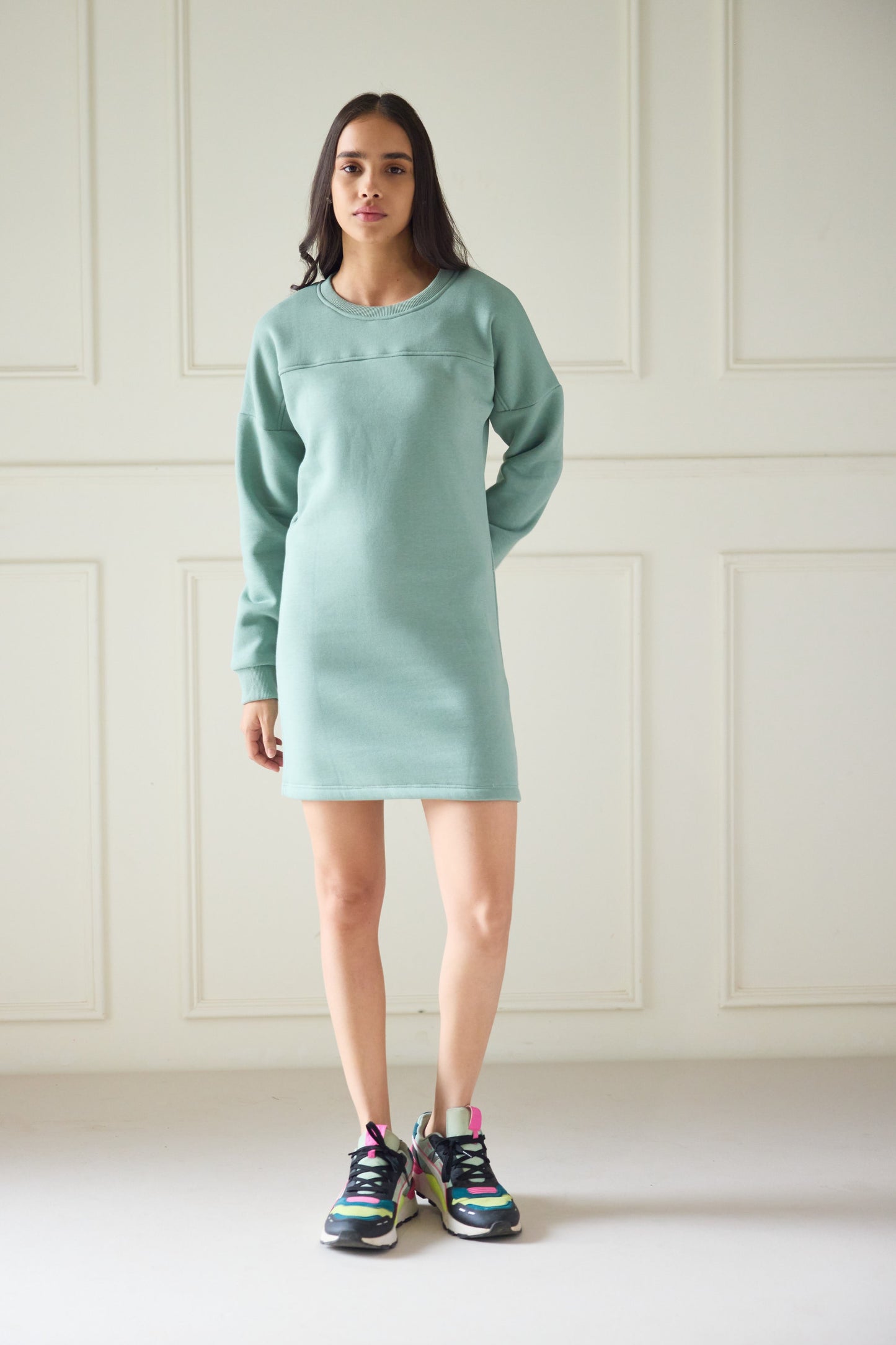 Green Sage Sweatshirt Dress (Women)