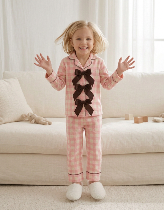 Pink Gingham Kids Nightwear (Ribbon)
