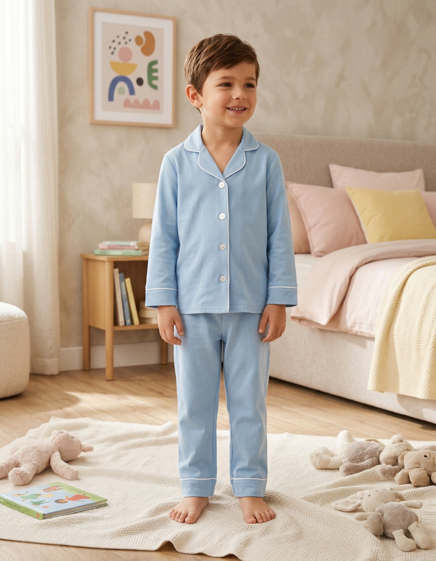 Soft Blue Hues Pure Cotton Kids Nightwear