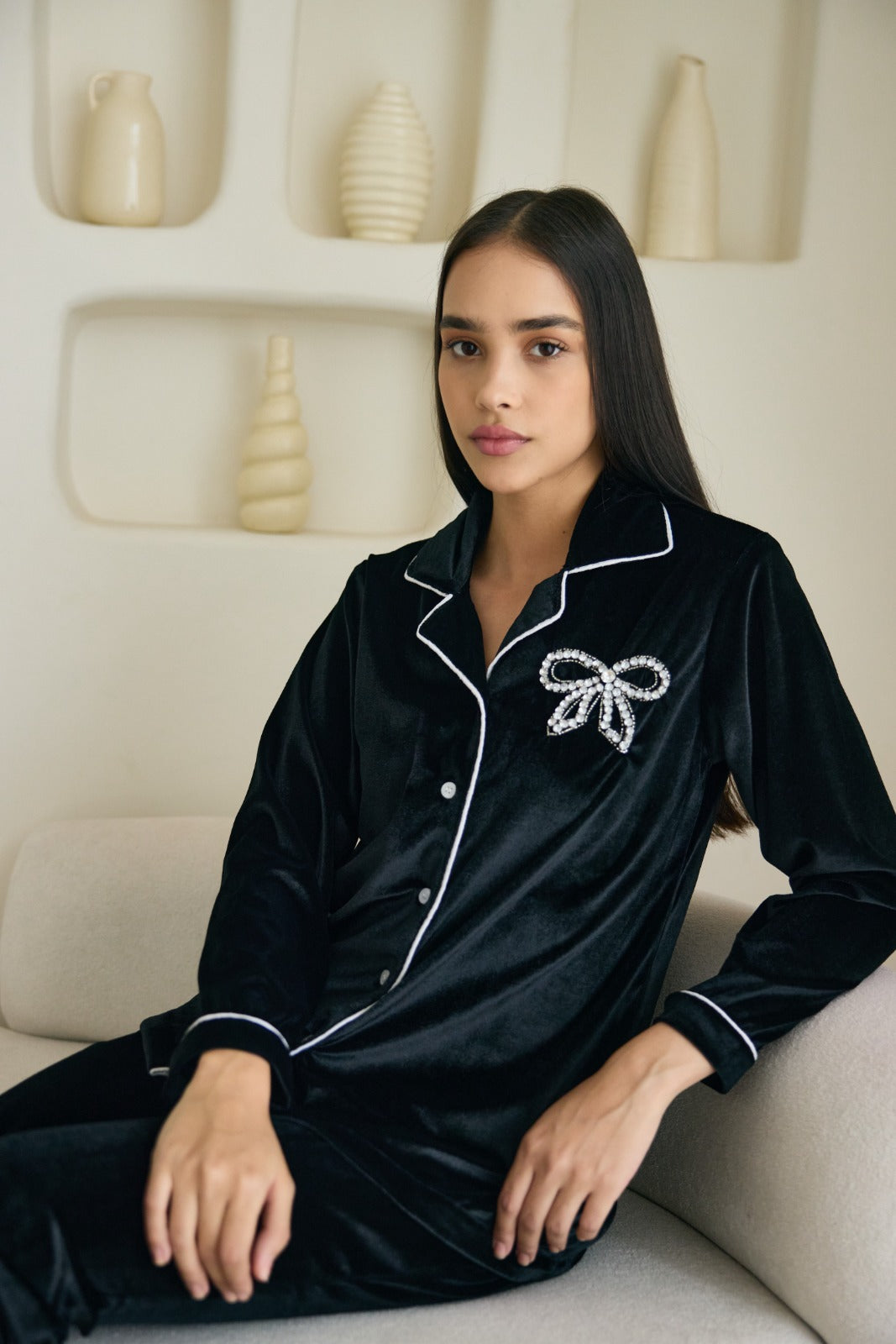 CHIC BOW Black Velvet  Nightwear (Women) - Winter Whispers