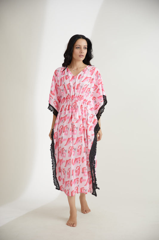 Pink Abstract| The Zoey Collection | Printed Kaftan