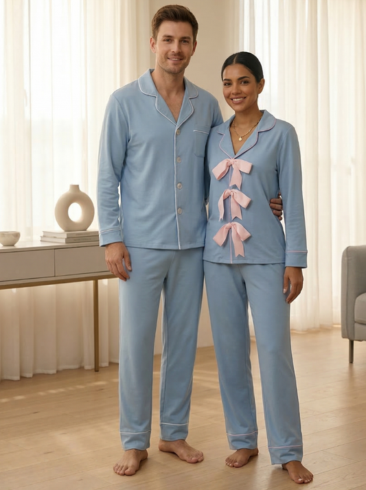 Soft Blue Hues Couple Nightwear