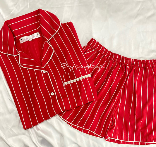 Red Stripes Shorts Set (Women)