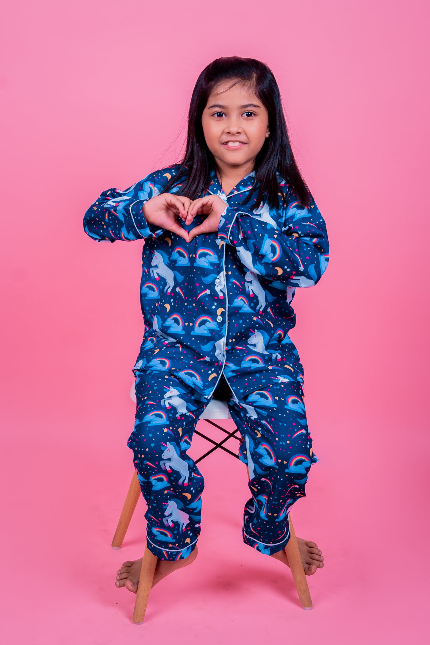 NAVY BLUE UNICORN Kids Unisex Nightwear