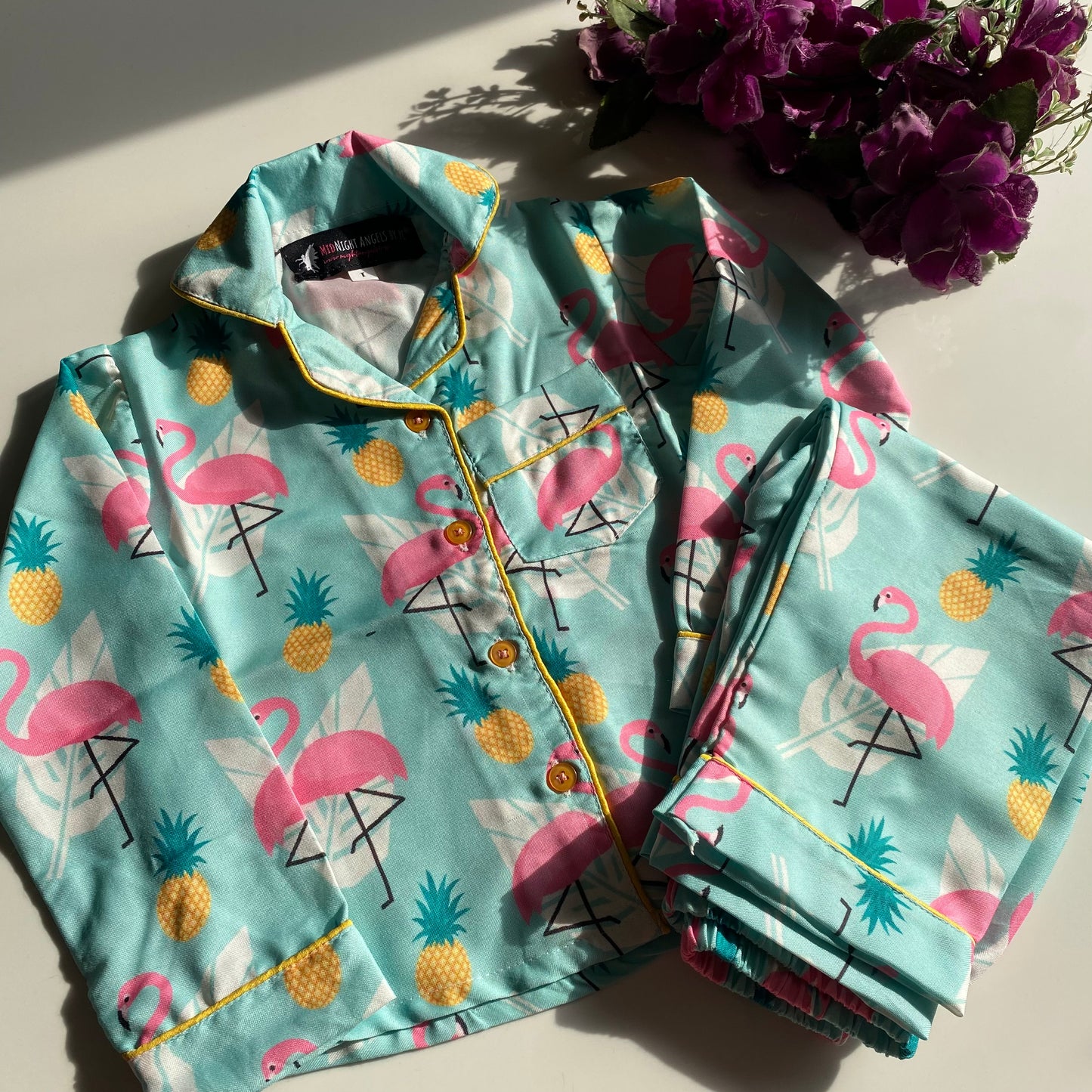 Green Flamingo Unisex Kids Nightwear