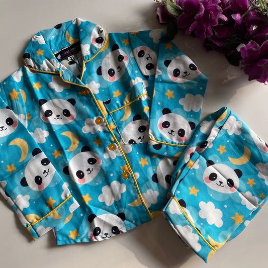 Panda Green Unisex Kids Nightwear