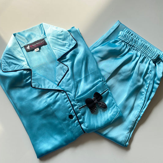 Powder Blue Satin Nightwear