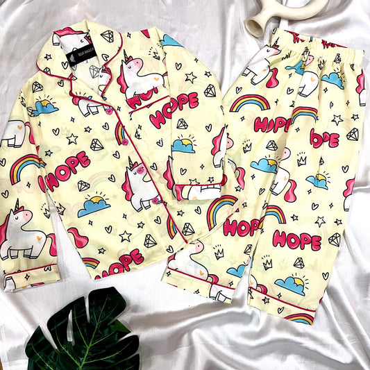 Unicorn Hope Kids Nightwear Set (Full Sleeves)