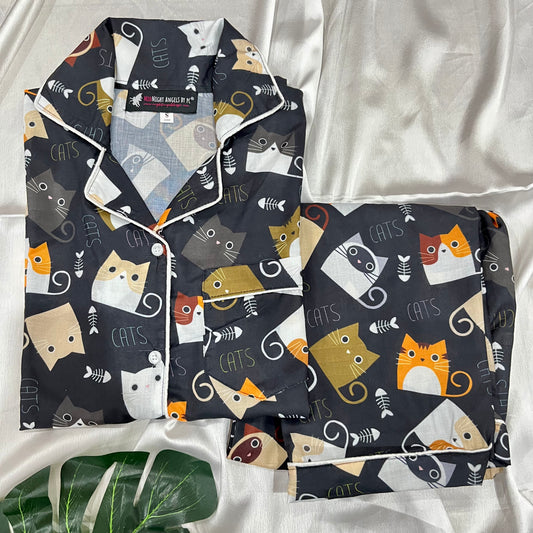 Cats BFFs (Half Sleeves) Nightwear Set (Women)
