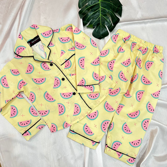 Yellow Melon Kids Nightwear Set (Full Sleeves)