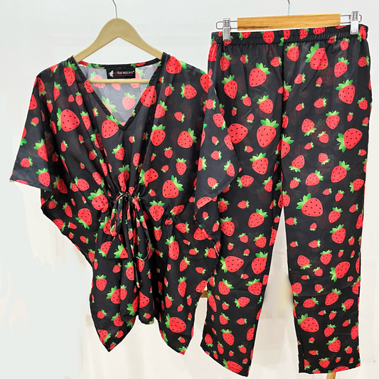 Strawberries Kaftan Pyjama Set (Women)