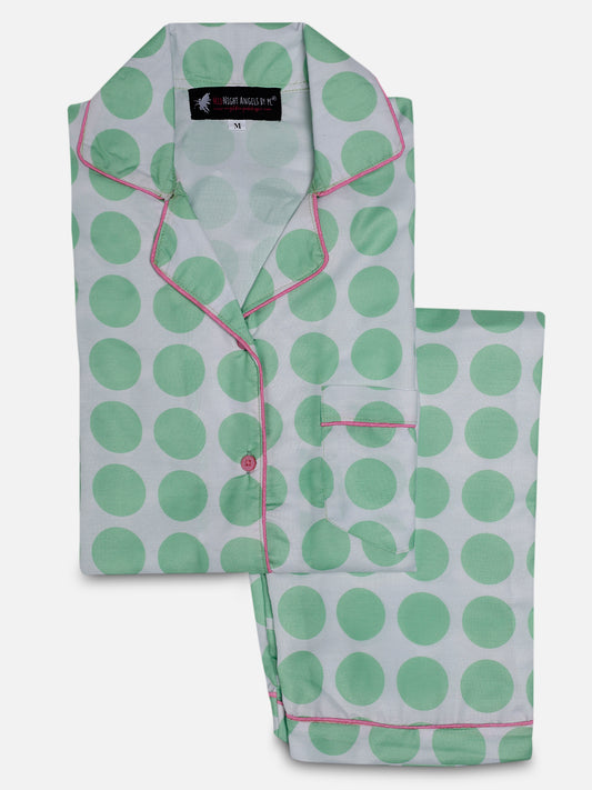 Green Dot (Half Sleeves) Nightwear Set (Women)