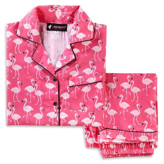 Hot Pink Flamingos (Half Sleeves) Nightwear Set (Women)