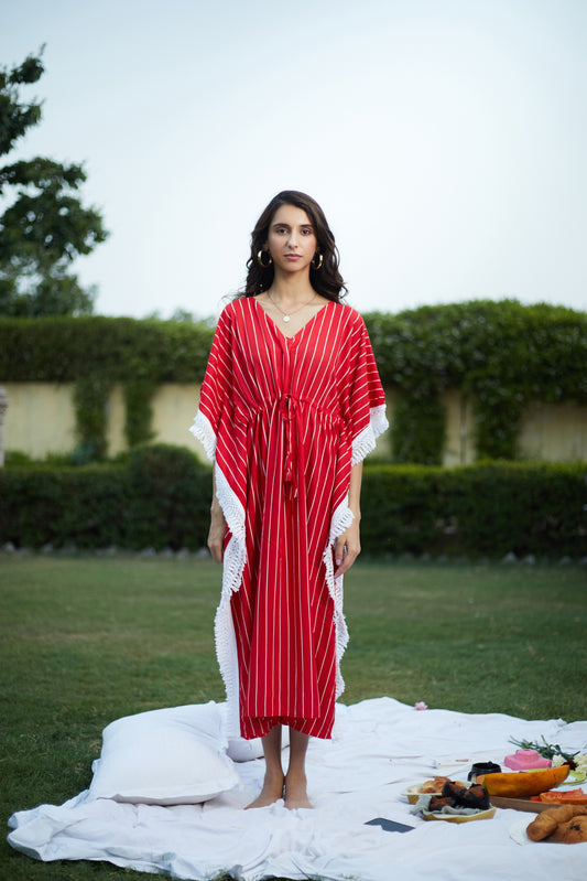 Red Stripes| The Zoey Collection | Printed Kaftan