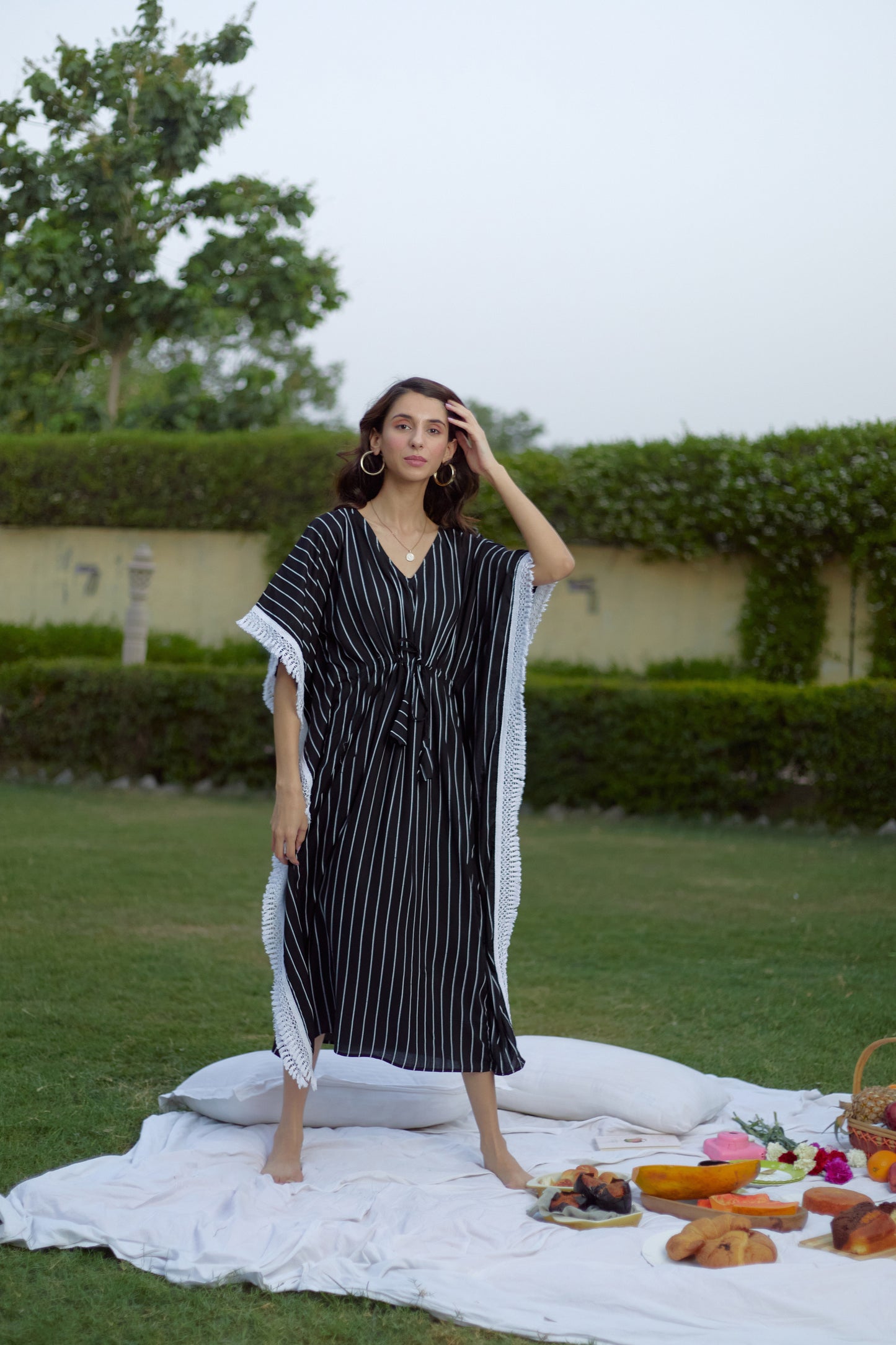 Black Stripes | The Zoey Collection | Printed Kaftan