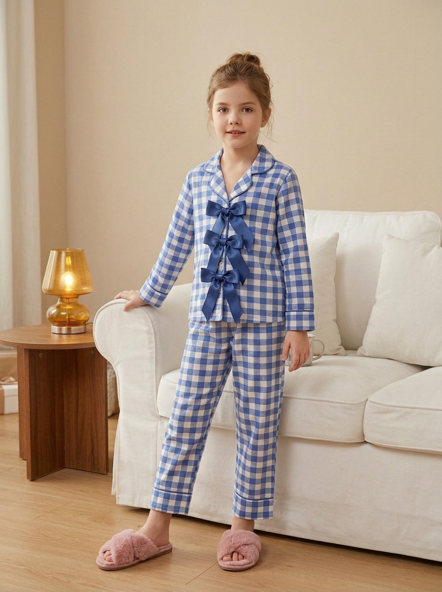 Blue Gingham Kids Nightwear (Ribbon)
