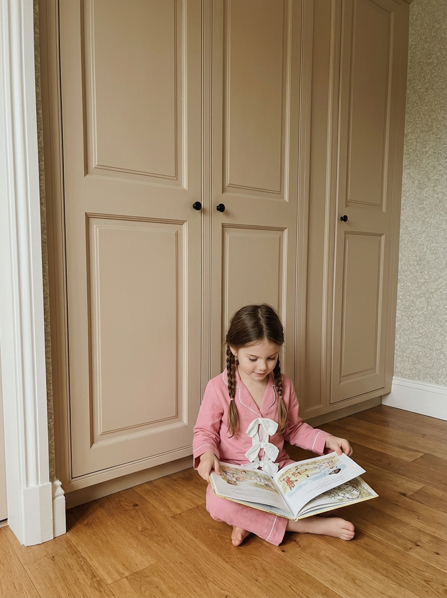 Blush Pink Ribbon Pure Cotton Kids Nightwear