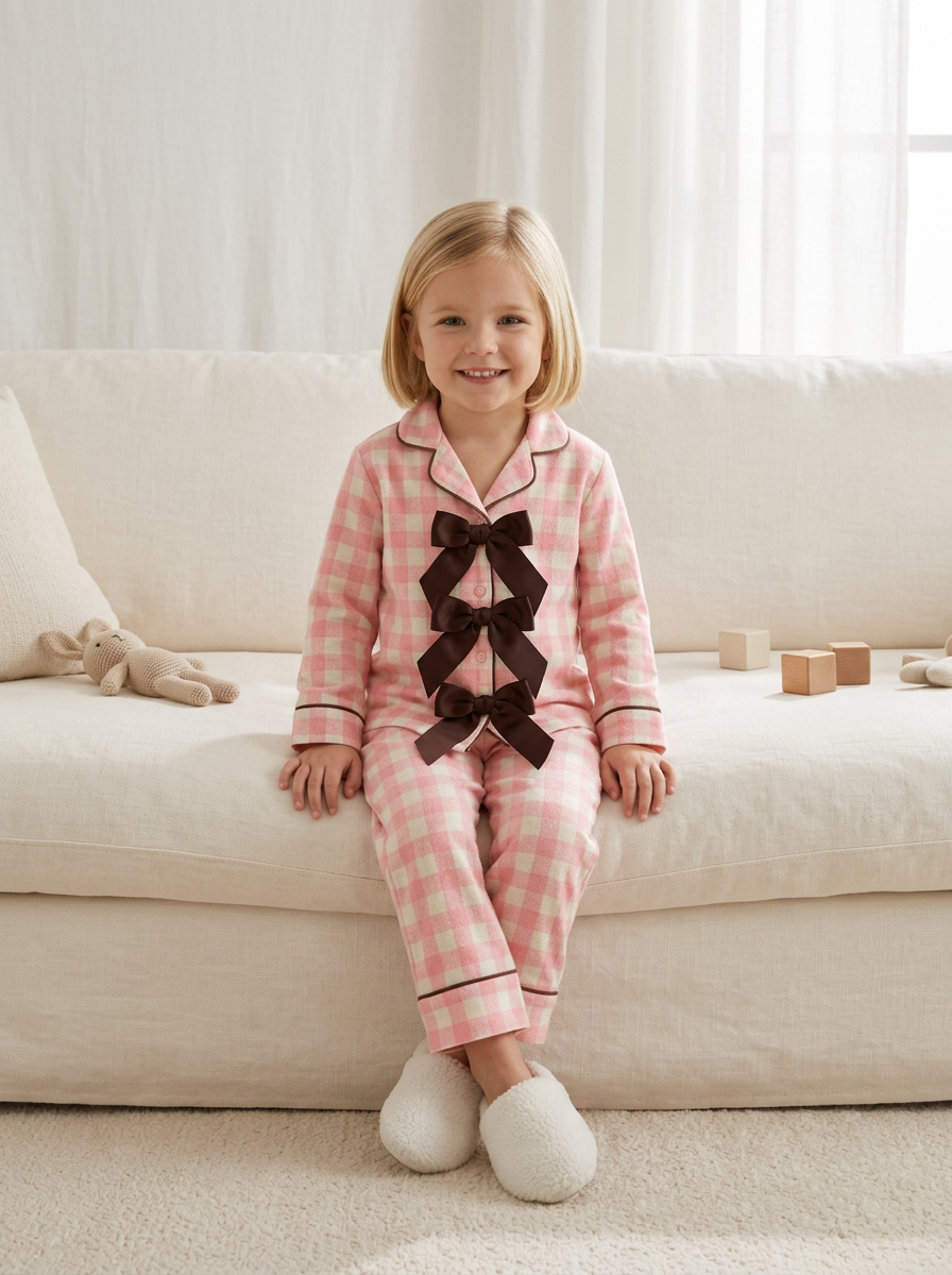 Pink Gingham Kids Nightwear (Ribbon)