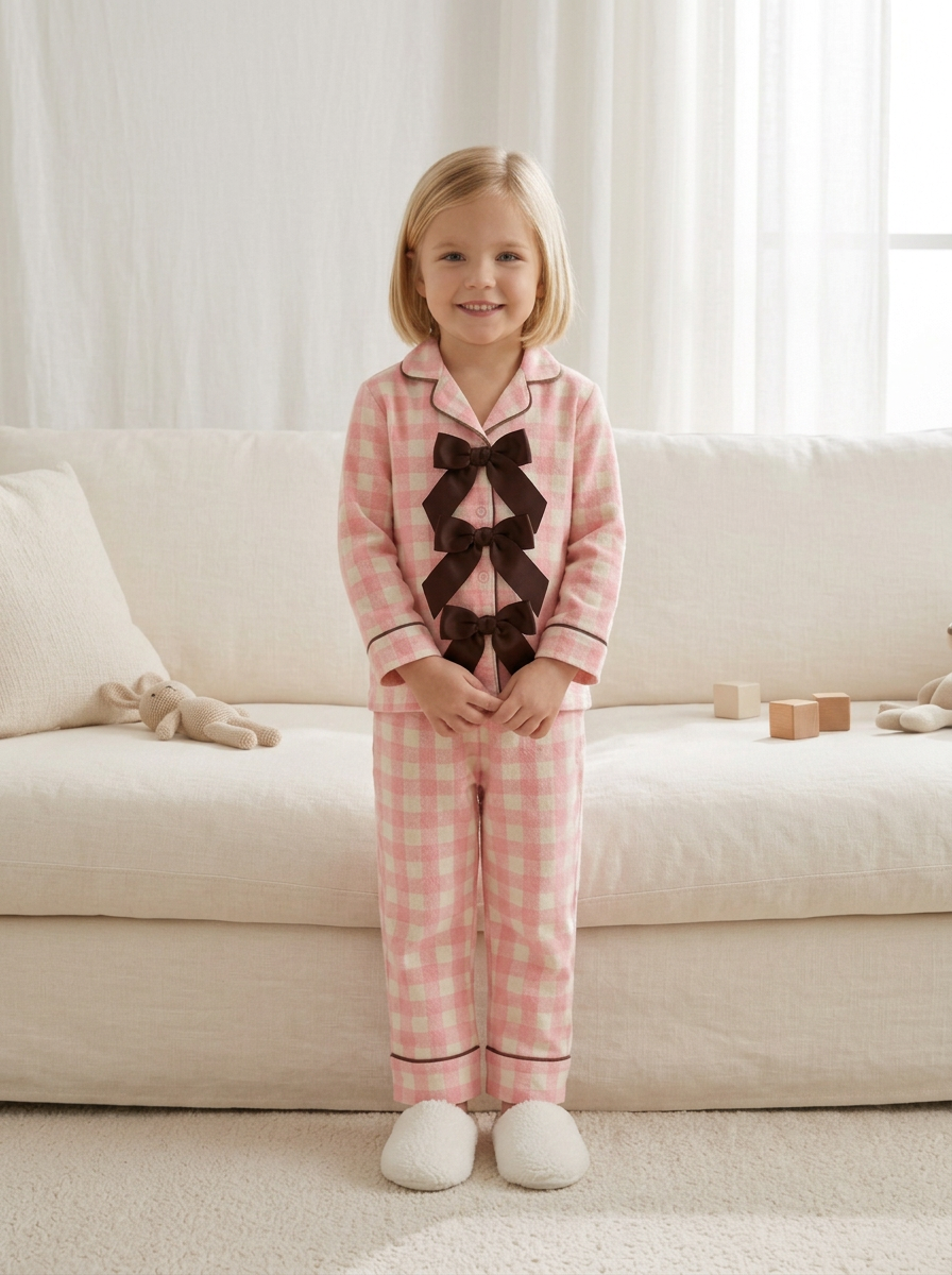 Pink Gingham Kids Nightwear (Ribbon)