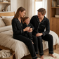 Classic Black Cotton Couple Nightwear