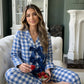 Blue Gingham Ribbon Nightwear