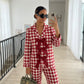 Red Gingham Ribbon Nightwear