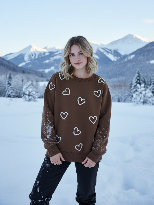 Soft Hearts Sweatshirt (Brown)