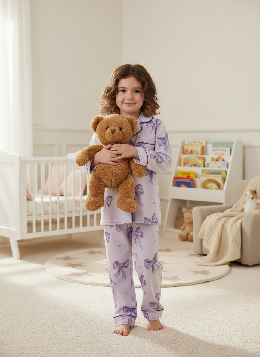 Purple Bows Kids Nightwear