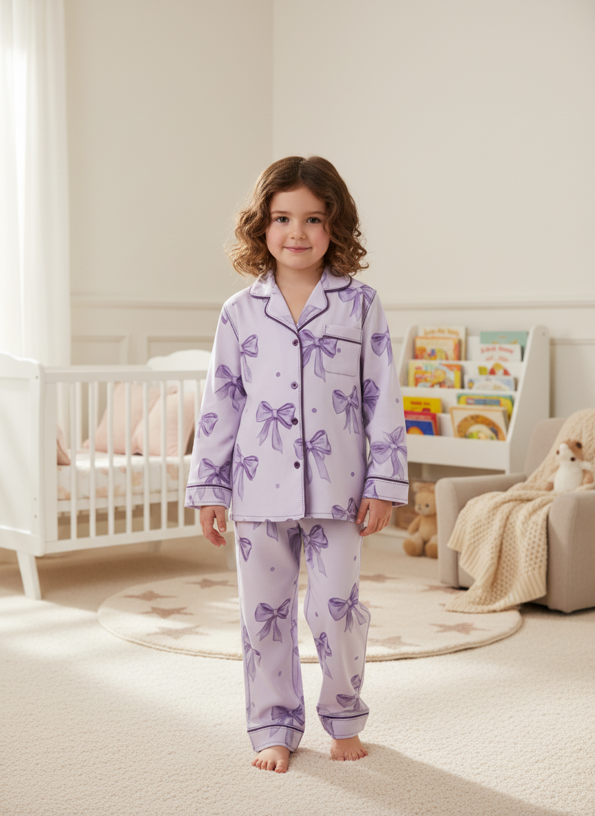 Purple Bows Kids Nightwear