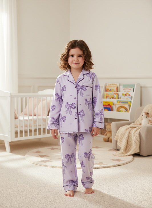 Purple Bows Kids Nightwear