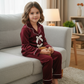 Ribbon Velvet Kids Nightwear (Mehroon)