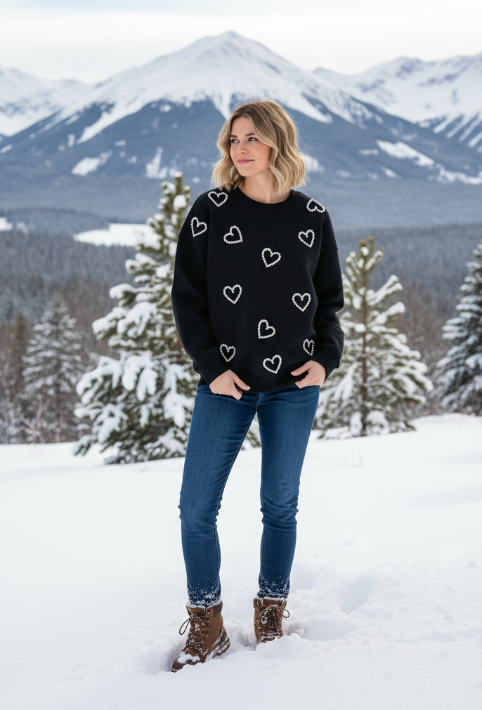 Soft Hearts Sweatshirt (Black)