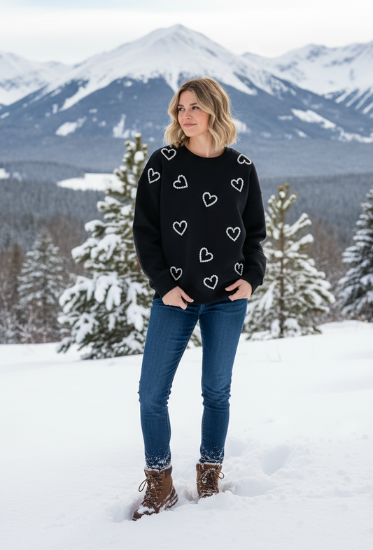 Soft Hearts Sweatshirt (Black)