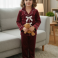 Ribbon Velvet Kids Nightwear (Mehroon)
