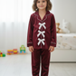 Ribbon Velvet Kids Nightwear (Mehroon)