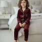 Soft Heart Velvet Kids Nightwear (Mehroon)