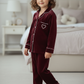 Soft Heart Velvet Kids Nightwear (Mehroon)